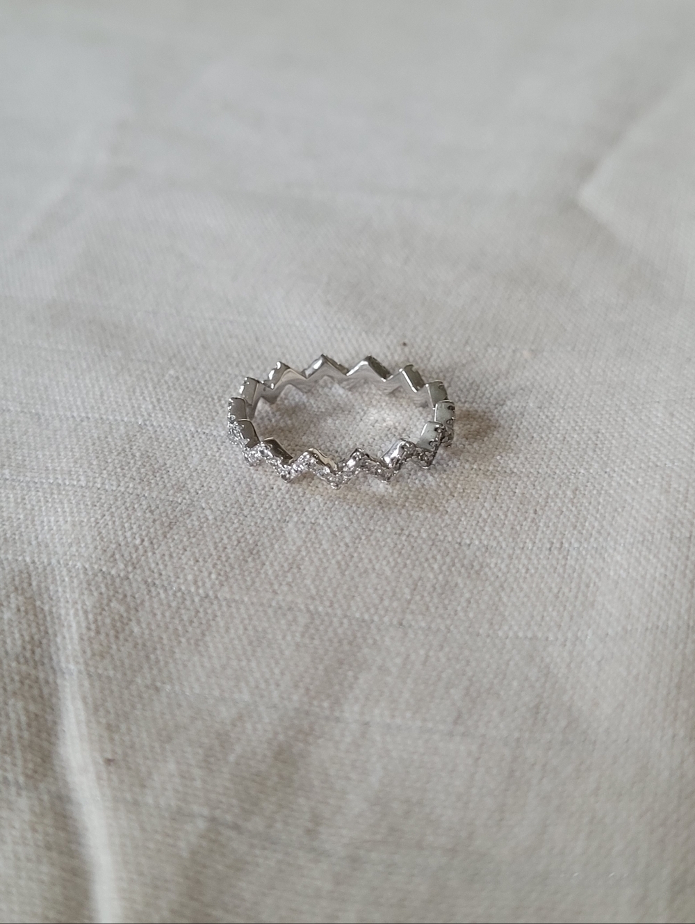 Silver Rhinestone Chevron Ring